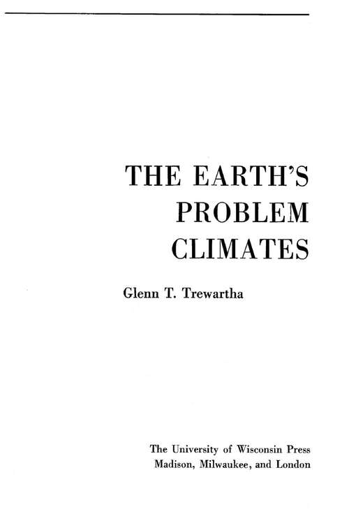 Book cover of The Earth's Problem Climates