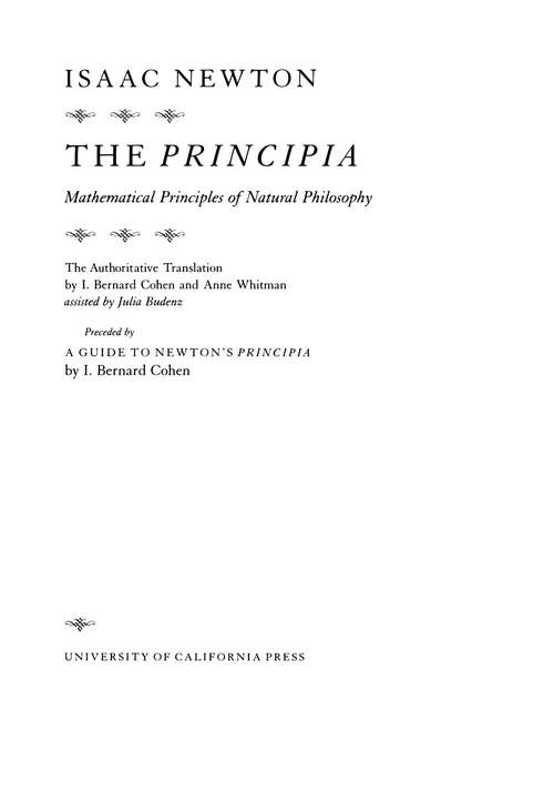 Book cover of The Principia: The Authoritative Translation and Guide