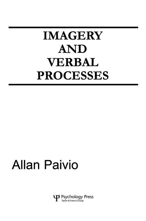 Book cover of Imagery and Verbal Processes