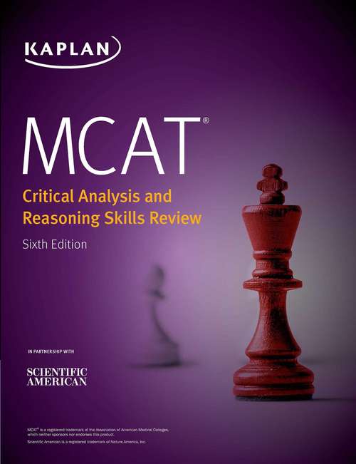 Book cover of MCAT Critical Analysis and Reasoning Skills Review 2020-2021: Online + Book (Kaplan Test Prep)