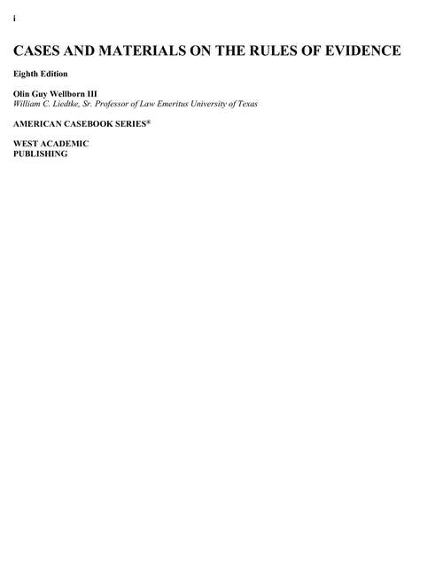 Book cover of Cases and Materials on the Rules of Evidence (Eighth Edition) (American Casebook Series)