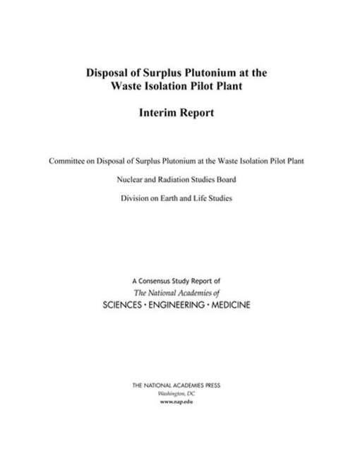 Book cover of Disposal of Surplus Plutonium at the Waste Isolation Pilot Plant: Interim Report