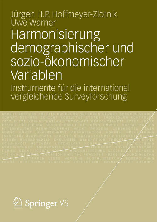 Book cover of Harmonisierung demographischer und sozio-ökonomischer Variablen