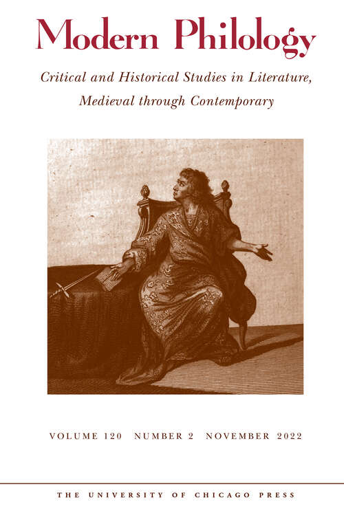 Book cover of Modern Philology, volume 120 number 2 (November 2022)