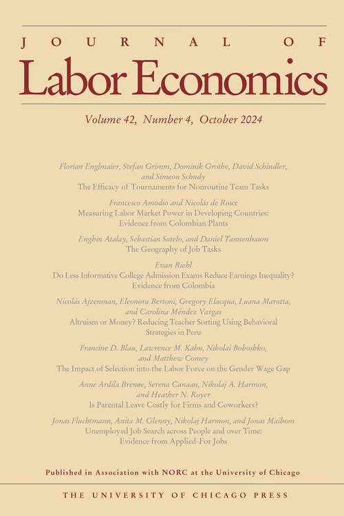 Book cover of Journal of Labor Economics, volume 42 number 4 (October 2024)