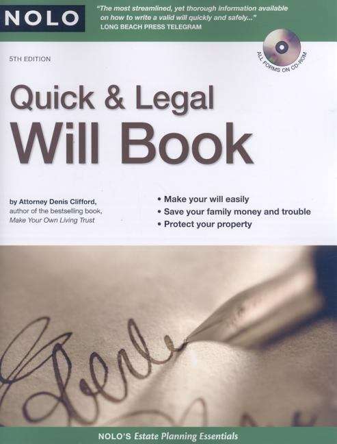Book cover of Quick and Legal Will Book (5th edition)