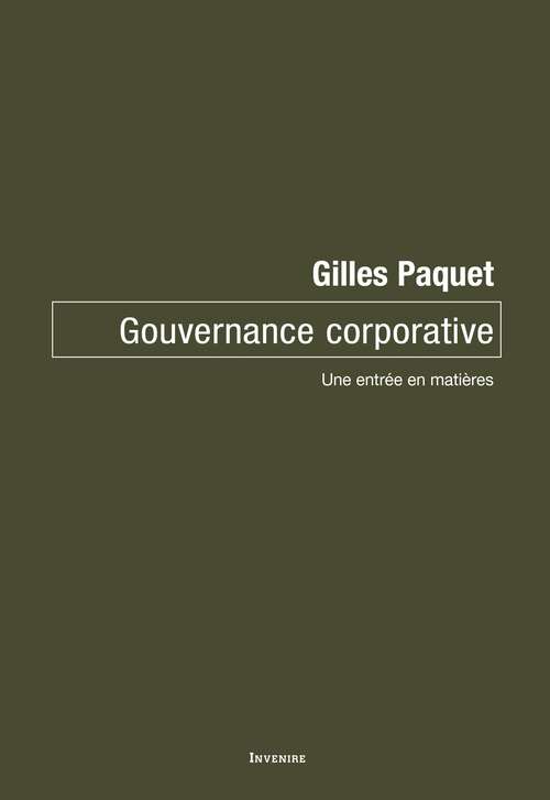 Book cover of Gouvernance corporative: Une entrée en matières