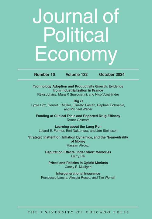 Book cover of Journal of Political Economy, volume 132 number 10 (October 2024)