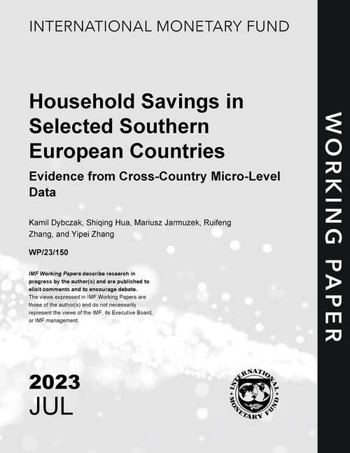 Book cover of Household Savings in Selected Southern European Countries Evidence from Cross-Country Micro-Level Data