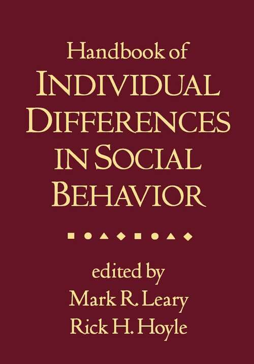 Book cover of Handbook Of Individual Differences In Social Behavior