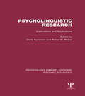 Psycholinguistic Research: Implications and Applications (Psychology Library Editions: Psycholinguistics)