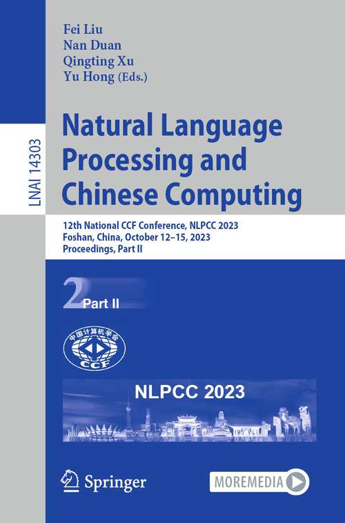 Cover image of Natural Language Processing and Chinese Computing