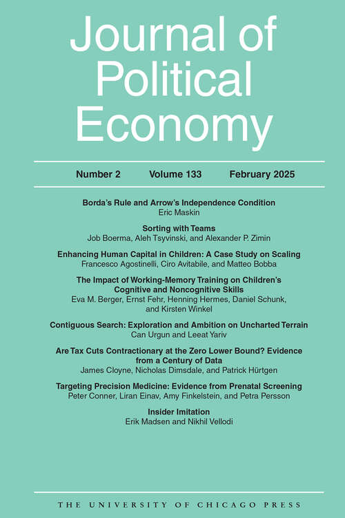 Book cover of Journal of Political Economy, volume 133 number 2 (February 2025)