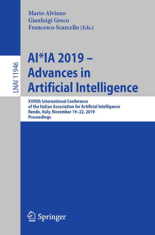 Cover image of AI*IA 2019 – Advances in Artificial Intelligence