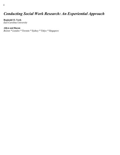 Book cover of Conducting Social Work Research: An Experiential Approach (First Edition)