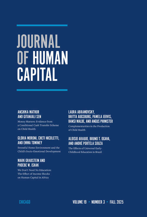 Book cover of Journal of Human Capital, volume 19 number 3 (Fall 2025)
