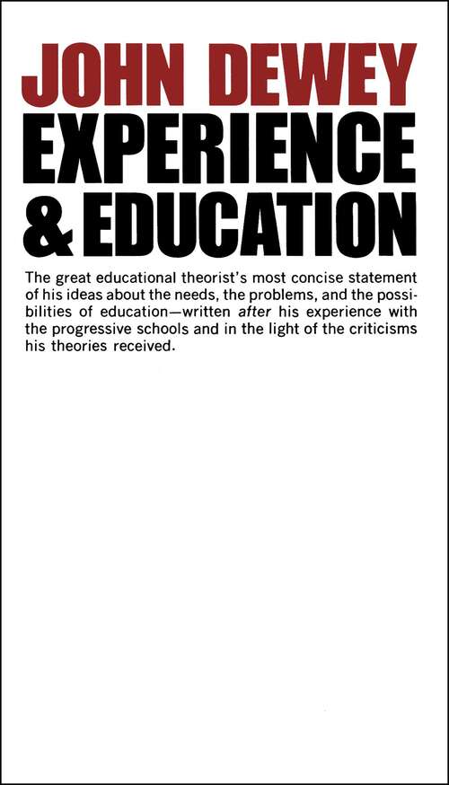 Book cover of Experience And Education
