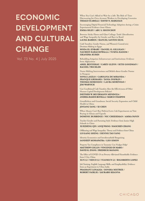 Book cover of Economic Development and Cultural Change, volume 73 number 4 (July 2025)