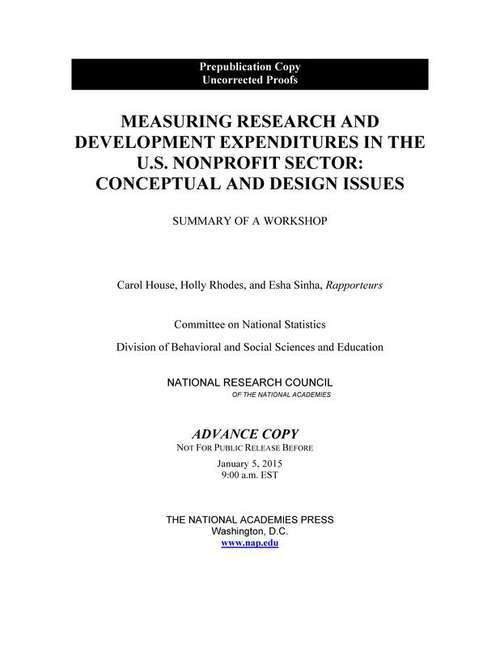 Measuring Research and Development Expenditures in the U.S. Nonprofit Sector: Summary of a Workshop