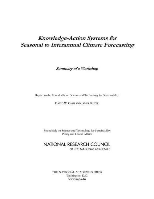 Book cover of Knowledge-Action Systems for Seasonal to Interannual Climate Forecasting : Summary of a Workshop