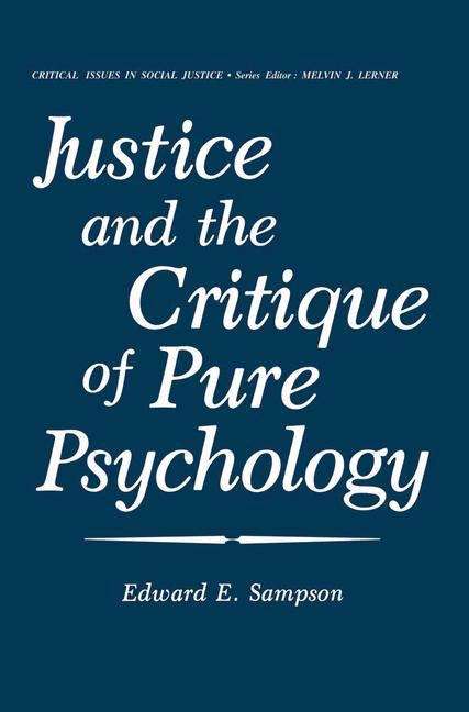 Book cover of Justice and the Critique of Pure Psychology
