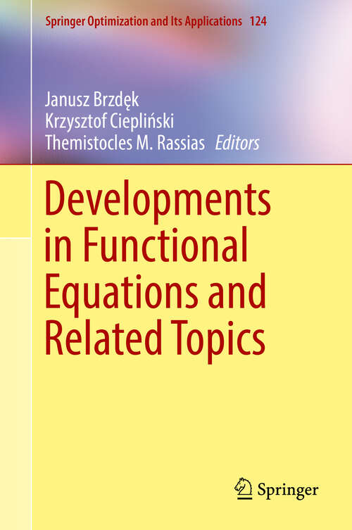 Book cover of Developments in Functional Equations and Related Topics