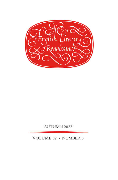 Book cover of English Literary Renaissance, volume 52 number 3 (Autumn 2022)
