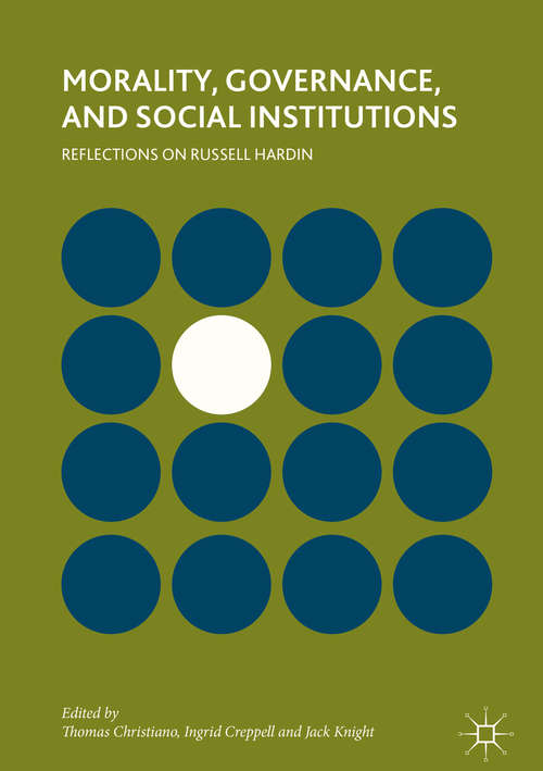 Book cover of Morality, Governance, and Social Institutions