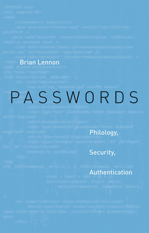 Book cover of Passwords: Philology, Security, Authentication