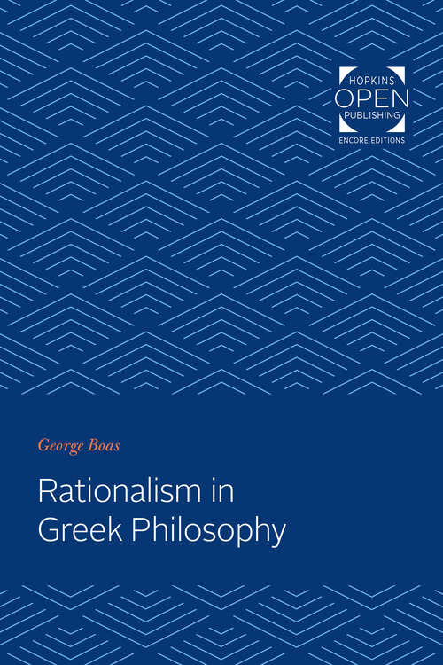 Book cover of Rationalism in Greek Philosophy