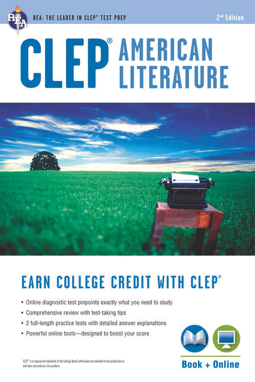 Book cover of CLEP® American Literature Book + Online (2) (CLEP Test Preparation)