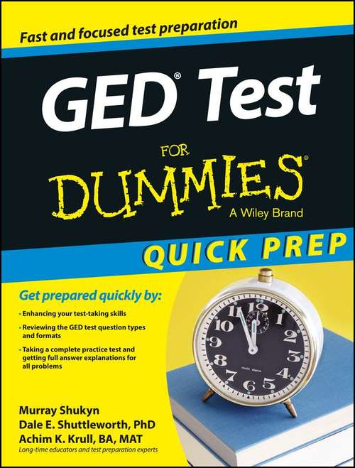 Book cover of GED Test For Dummies, Quick Prep Edition