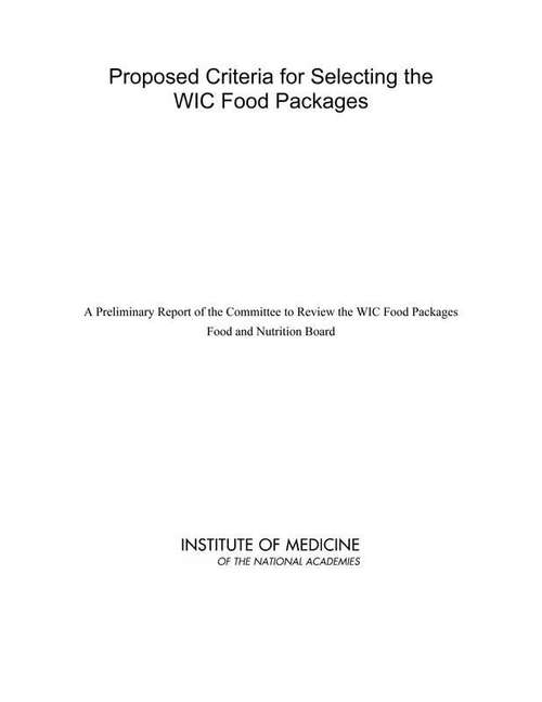 Book cover of Proposed Criteria for Selecting the WIC Food Packages