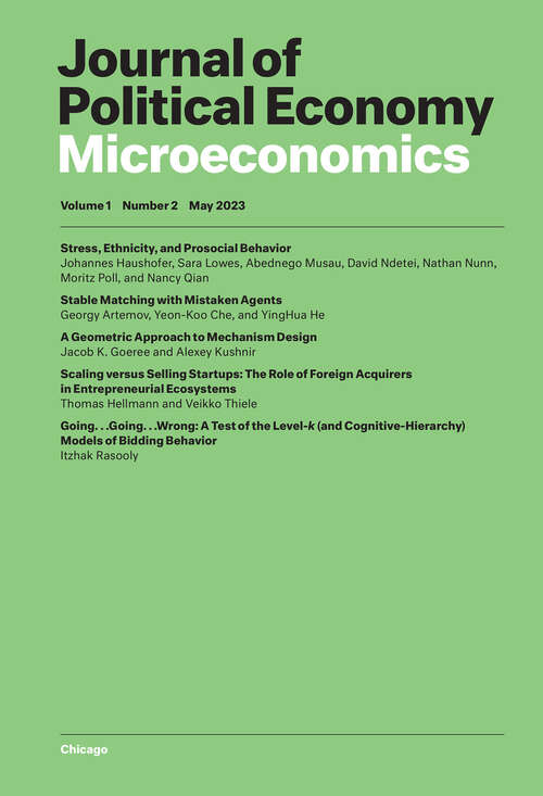 Book cover of Journal of Political Economy Microeconomics, volume 1 number 2 (May 2023)