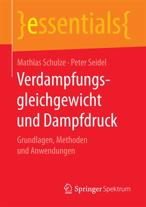 Book cover of Verdampfungsgleichgewicht und Dampfdruck