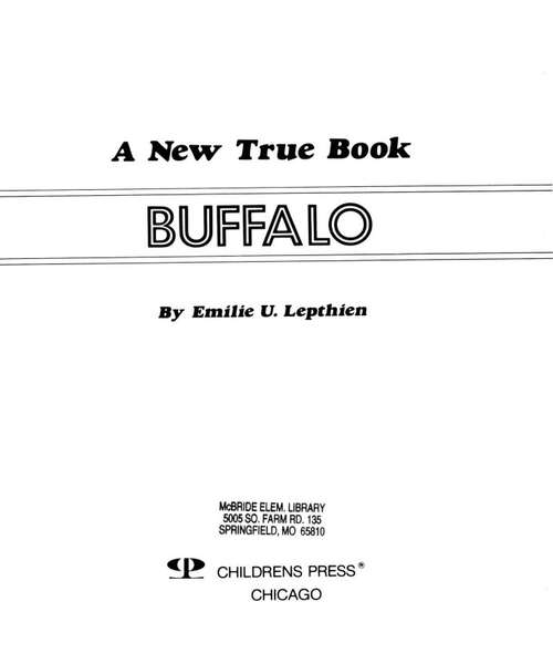 Book cover of Buffalo (New True Books Ser.)