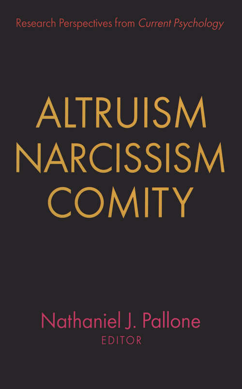 Book cover of Altruism, Narcissism, Comity