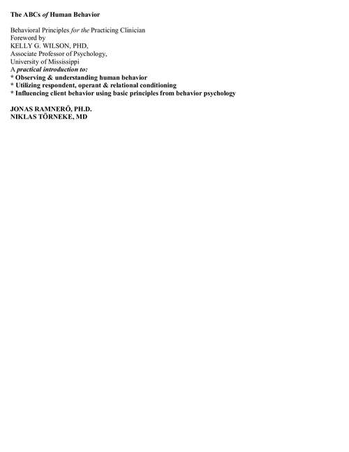 Book cover of The ABCs of Human Behavior: Behavioral Principles for the Practicing Clinician