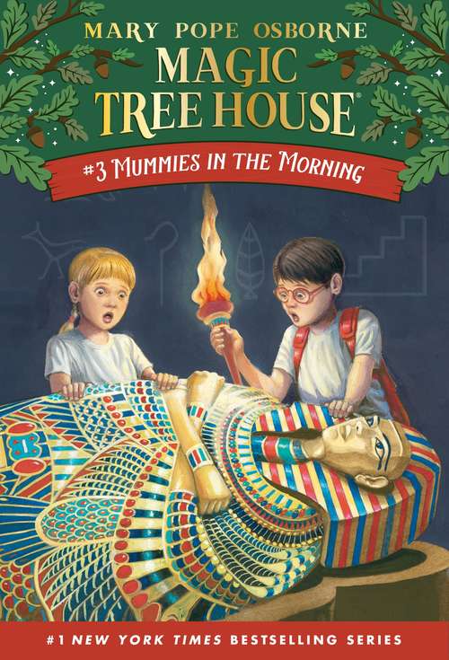 Book cover of Magic Tree House #3: Mummies in the Morning (with image descriptions)