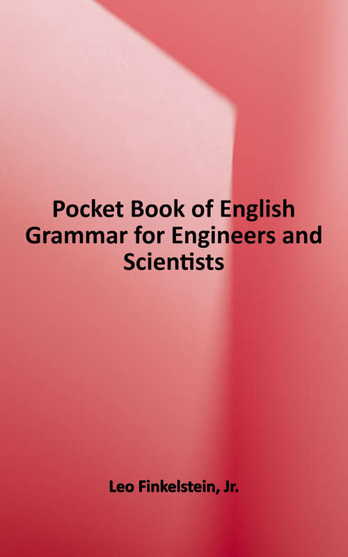 Book cover of Pocket Book of English Grammar for Engineers and Scientists