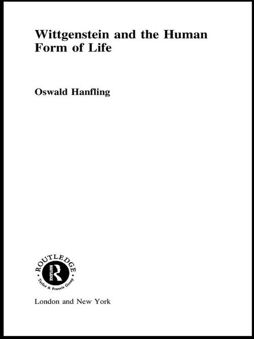 Book cover of Wittgenstein and the Human Form of Life