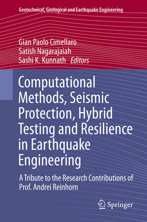 Book cover of Computational Methods, Seismic Protection, Hybrid Testing and Resilience in Earthquake Engineering