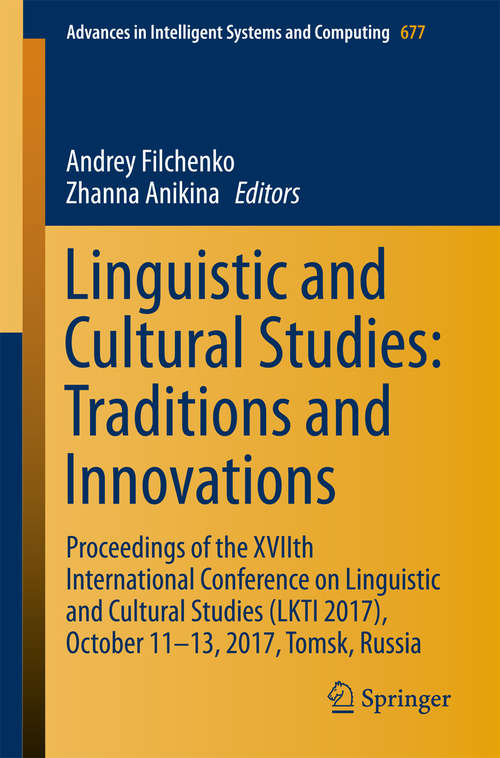 Book cover of Linguistic and Cultural Studies: Traditions and Innovations