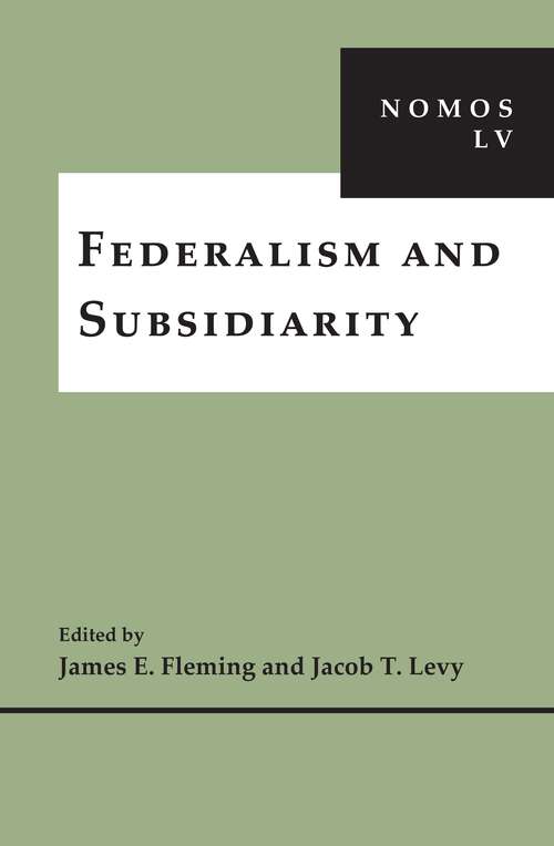 Book cover of Federalism and Subsidiarity