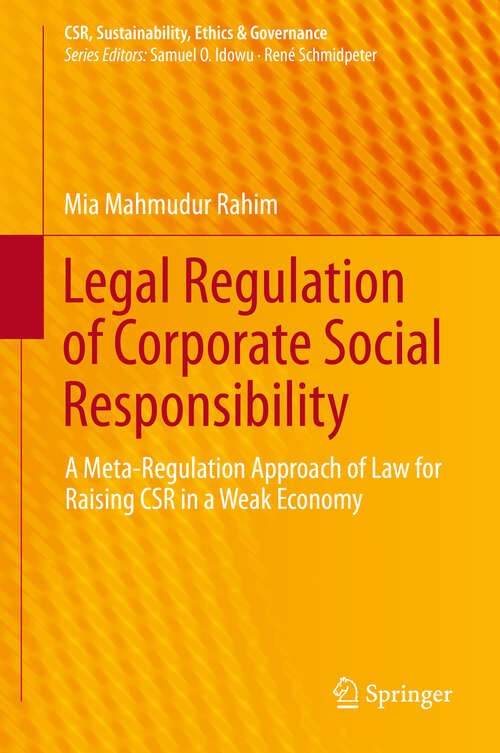 Book cover of Legal Regulation of Corporate Social Responsibility