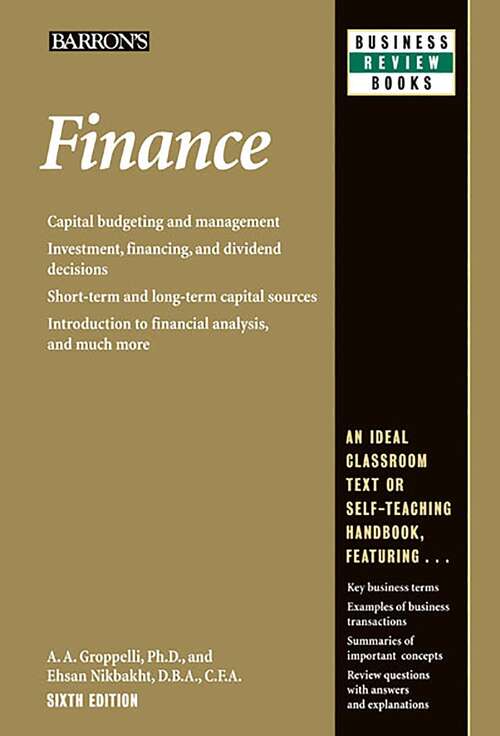 Book cover of Finance (Barron's Business Review Series)
