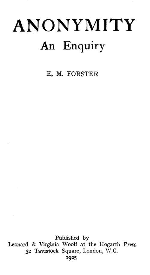 Book cover of Anonymity