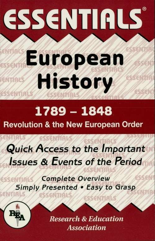 Book cover of European History: 1789 to 1848 Essentials