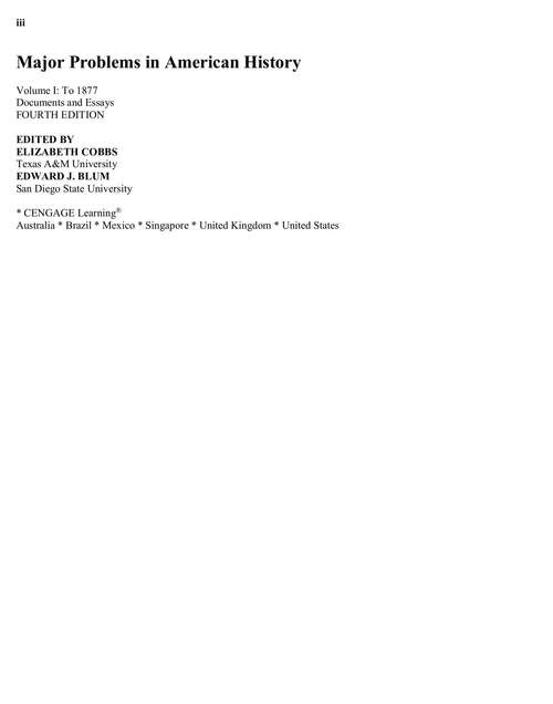 Major Problems In American History (Mindtap Course List Ser.)