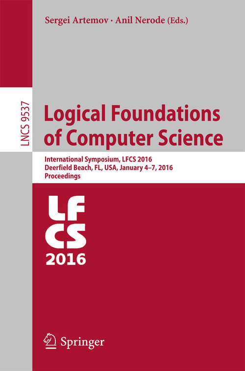 Book cover of Logical Foundations of Computer Science